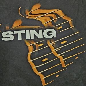 Black Sting Graphic T-Shirt with Orange and Silver Design